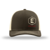 A brown and tan hat with the words " energy drink ".