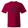 A red t-shirt with an e in the center.