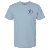 A light blue t-shirt with the letter e on it.