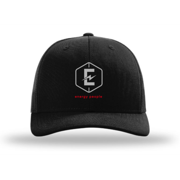 A black hat with an energy power logo on it.