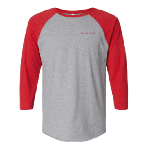 Gildan Heavy Cotton Raglan Three Quarter Sleeve T-Shirt Sport Gray w/Red