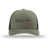 A hat that says rig life on it.