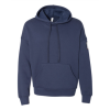 A navy blue hoodie with a patch on the sleeve.