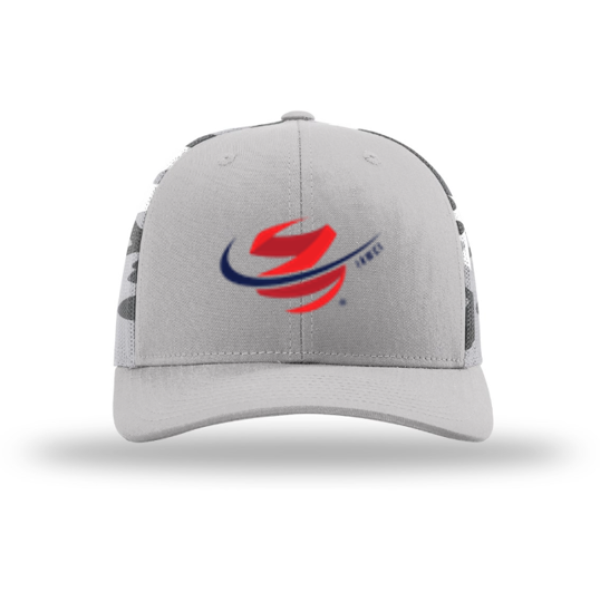 A white hat with the logo of the team sports.